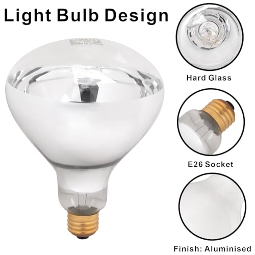 Aiicioo 250W R40 Clear Heat Lamp Bulb R40 Incandescent Heat lamp Bulb for Pets Flood Light - Glass, 2 Pack - Image 3
