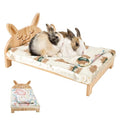 Large Wooden Bunny Bed, 2-in-1 Rabbit Bed with Pillow and Mat - 20.4"L x 14"W x 3.9"H (52x36x10 cm) by Midollarle
