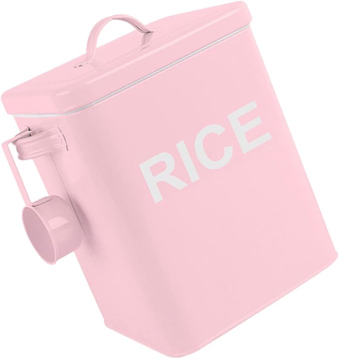 Gadpiparty Sealed Pet Food Storage Container with Measuring Cup Iron Grain Bucket Moisture-proof Rice Bin for Cat and Dog Food for Household Use