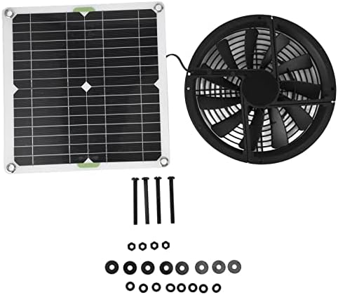 GOTOTOP Solar Fan, 2pcs 100W Solar Panel Fan Ventilation Fan Kit, Round Ventilation Exhaust Fan 10in for Chicken Coop Greenhouse Shed, Metal Mesh