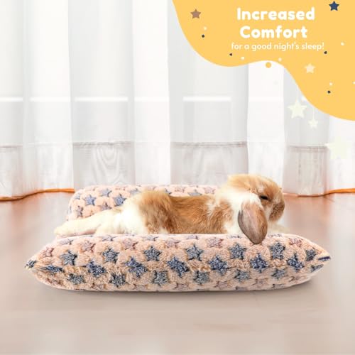 Rabbit Bed with Pillows, Dual-Sided 17"x15" Washable Lounger Pad - 17x15x4 inches, Yellow Star, Polyester - Image 4