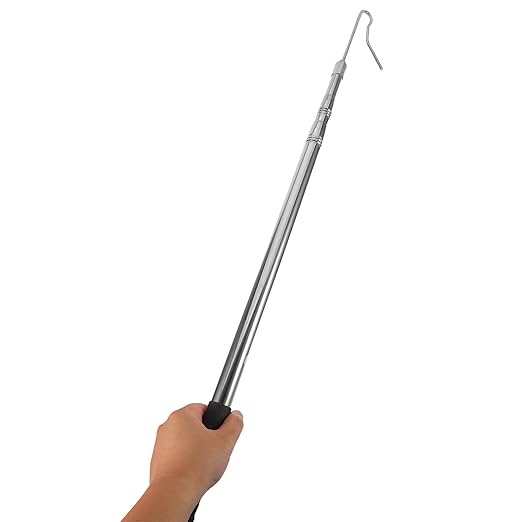 BESPORTBLE Retractable Poultry Catching Hook Pole with Stainless Steel Leg Trap for Chicken, Duck, Goose, and Turkey Handling on Farms – Adjustable 72cm to 1.45m Length Tool for Livestock