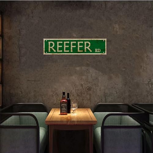 Vintage Reefer Road Metal Tin Sign - 4''x16'' - Home, Restaurant, Bar, Cafe, Garage Decor
