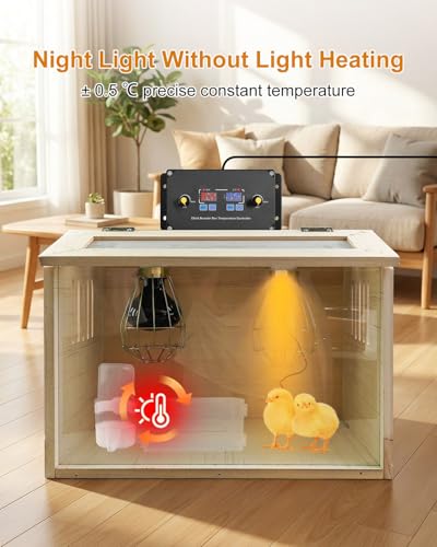 Chick Brooder Box with Heat Lamp, Automatic Temperature Control for Ducks - wooden/brown - Image 2