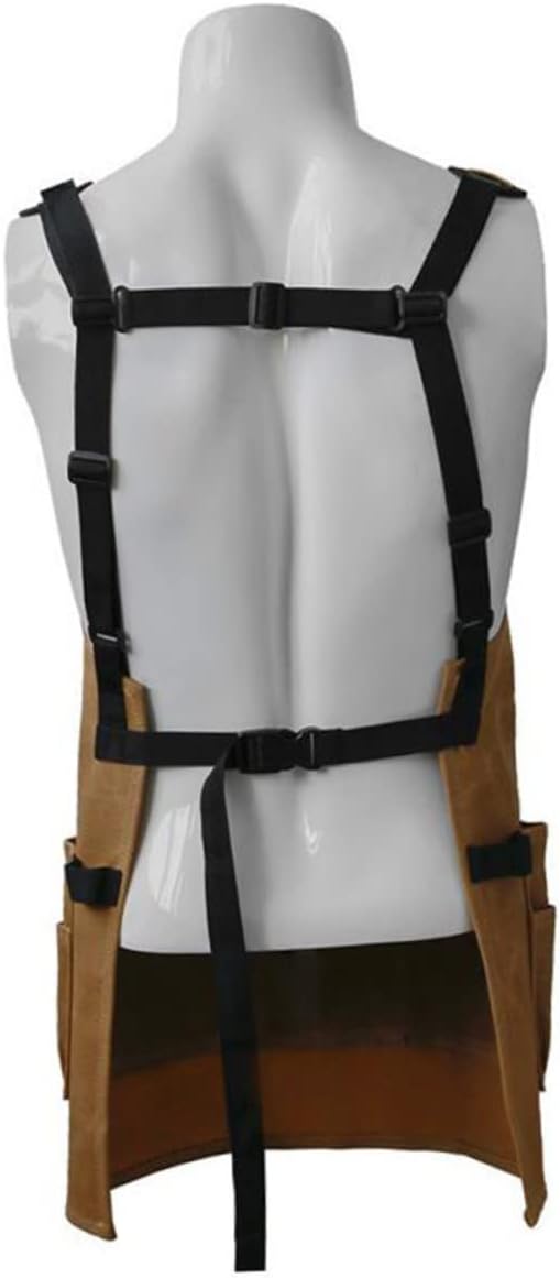 Kisangel Waterproof Heavy Duty Canvas Garden Tool Apron Pockets Sturdy Oil-Proof Pinafore for Cooking and Outdoor Work