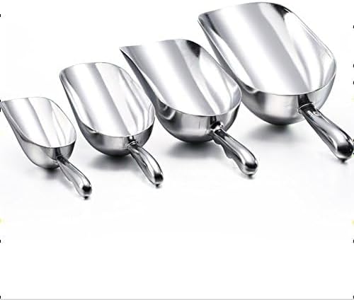 Ice Cube Endurance Scoop, Cast Aluminum Shovel Scoops Kitchen Utility Scoops Set Contoured Handle，Ideal for Ice Cube Coffee Bean Food Candy Flour Popcorn Rust Free (5oz Silver)