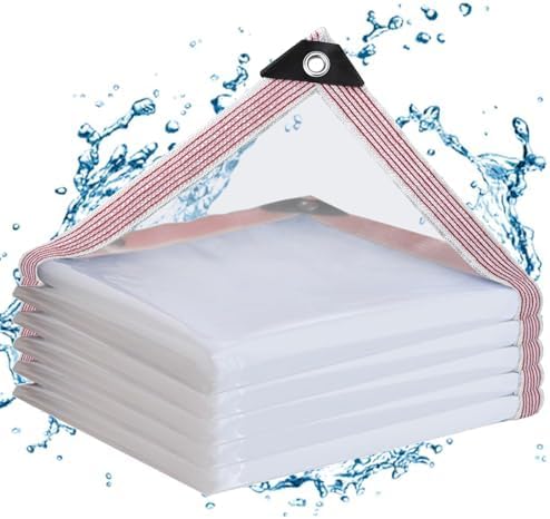 Clear Tarps Heavy Duty Waterproof 12x12FT,Clear Plastic Tarp with Grommets,Transparent PVC Vinyl Tarpaulin for Outdoor,Plant,Garden,Chicken Coop,Patio,Cat Litter