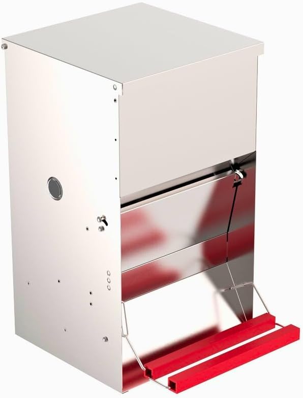 My Favorite Chicken 40lb Automatic Metal Poultry Treadle Feeder – Rust-Resistant, Self-Adjusting, and Eco-Friendly Feed Management