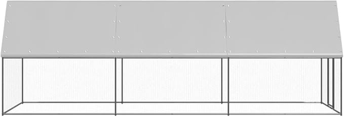Galvanized Steel Chicken Cage 78.7 x 78.7 x 78.7 in Silver Large Outdoor Coop with Polyethylene Roof Weather-Resistant Shelter for Backyard Garden Farm
