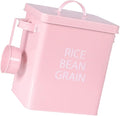 Pink Pet Food Storage Barrel Airtight Metal Container with Spoon for Dog and Cat Food Moisture- Durable Design for Grain Storage