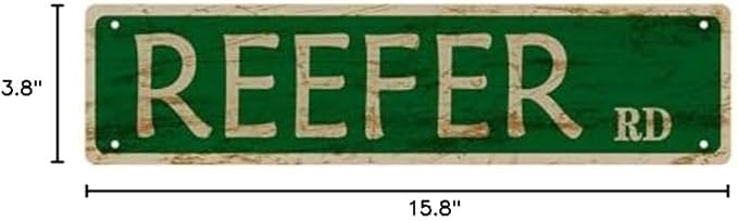 Vintage Reefer Road Metal Tin Sign - 4''x16'' - Home, Restaurant, Bar, Cafe, Garage Decor