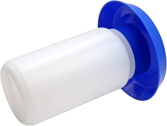 Poultry Water Jug Automatic Poultry Waterer Small Poultry Water Containers Drinkers for Chickens Birds Pigeon Quail 1L (Blue and White)