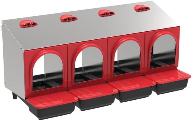 My Favorite Chicken Metal Rollout Nest Box – Roll Away Egg Laying Box for Chickens, Wall Mount Coop Nesting Box, Easy Clean Removable Buckets, Heavy-Duty Galvanized (Four Hole)