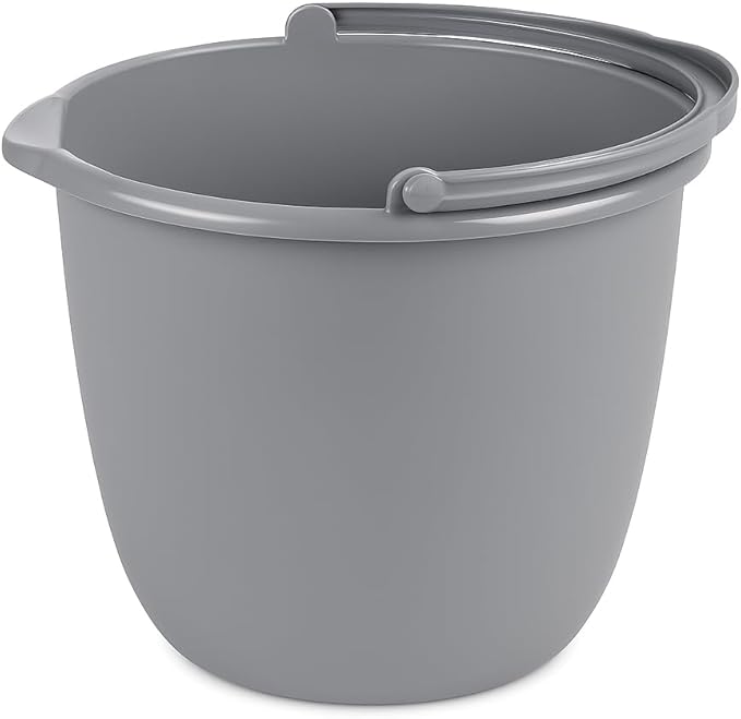 10 Qt. Spout Pail – Classic Titanium Plastic Utility Bucket with Comfortable Handle, Durable Multi-Purpose Pail for Household Cleaning & Storage