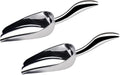 Ice Scoop for Freezer Stainless Steel Ice Flour Utility Scooper for Ice Maker Kitchen Bar Party Wedding, Heavy Duty, Dishwasher Safe 6 OZ Utility Flour Scoop (Curled Handle-2pcs)