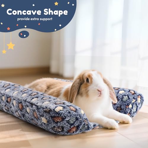 Rabbit Bed with Pillows, Dual-Sided 17"x15" Washable Lounger Pad - Small, Navy Star, Polyester - Image 4