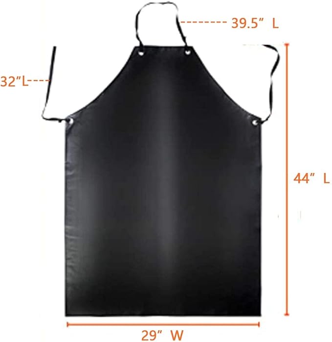 K Y KANGYUN Waterproof Rubber Vinyl Apron Black - 43Hx29W Inch Adjustable Long Black Lightweight