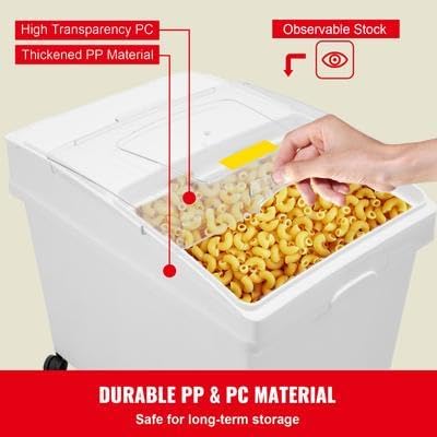 Happybuy 3-Pack 10.5 Gallon/40L Rice & Pet Food Storage Containers, Airtight Bin with Wheels, Scoops for Kitchen Ingredients, Cereal & Flour Dispenser
