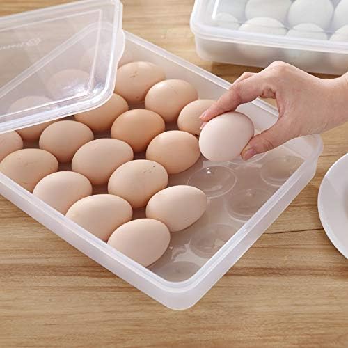 Sooyee 2 Pack Covered Egg Holders for Refrigerator,Clear 2X24 Deviled Egg Tray Storage Box Dispenser,Stackable Plastic Egg Cartons,Egg Holder Countertop(48 Eggs)