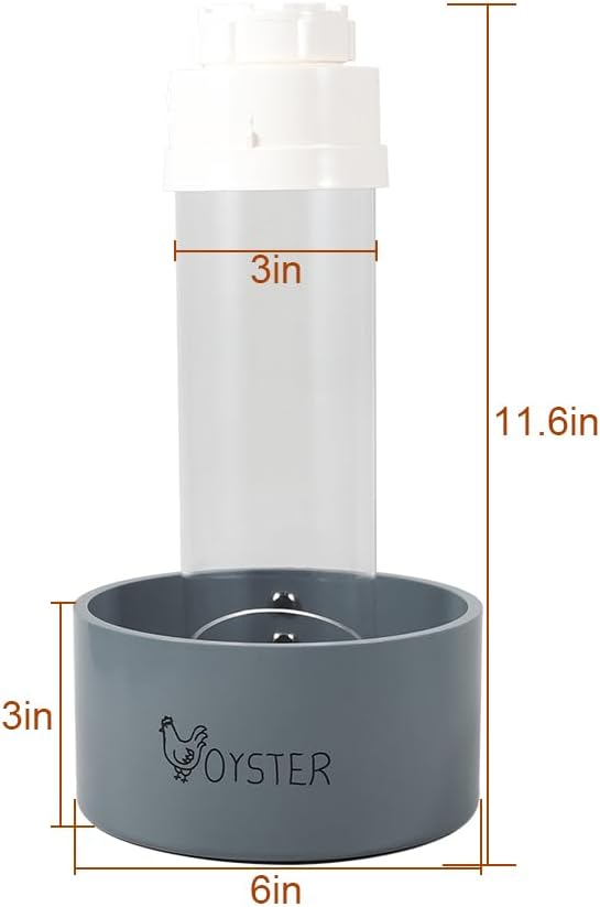 2 Pack Transparent PVC Chicken Feeder, Oyster Shell and Grit Feeder Hanging Ground Chicken Coop Feeder with Hanging Hook for Hens & Chicks (Grey)