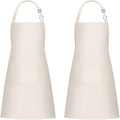 Jubatus 2 Pack 100% Cotton Aprons with 2 Pockets Cooking Chef Kitchen Adjustable Bib Apron for Women Men, Beige