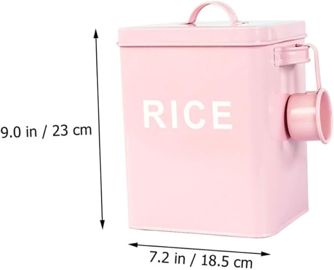 Iron Pet Food Storage Container with Airtight Seal and Measuring Cup, Pink Metal Dog and Cat Food Barrel for Household Grain Storage, Moisture-proof Pet Supply Bin for Home Use