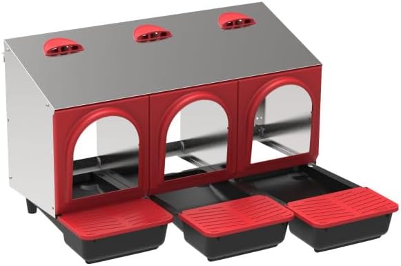 My Favorite Chicken Metal Rollout Nest Box – Roll Away Egg Laying Box for Chickens, Wall Mount Coop Nesting Box, Easy Clean Removable Buckets, Heavy-Duty Galvanized (Three Hole)