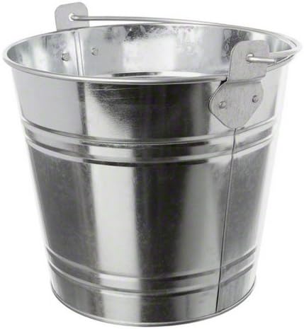 American Metalcraft PTUB87 Natural Galvanized Steel Pail with Handle - 1.16 Gallon, 8 Inch Diameter - Durable, Commercial Steel Construction - Classic Tabletop Serving Pail, Silver