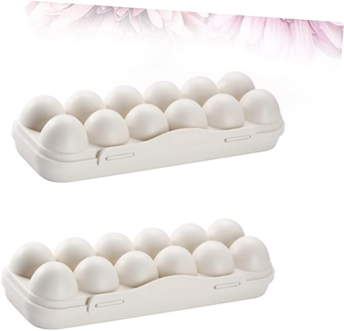 2Pcs Stackable Egg Storage Container Shatterproof Khaki Egg Holder for Refrigerator for Organizing Eggs and Maximizing Space Fridges