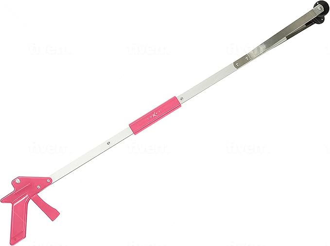 Grabber Tool 32" Suction Cup Grip Heavy Duty Aluminum -2 Pack- Lightweight Foldable Reacher Grabber Pickup Tool, Gripper Grabbers for Elderly Grab it Reaching Tool Trash Picker Grabber Pink, by Luxet