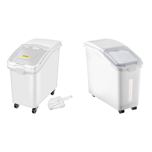 Vevor Mophorn 27 Gallon Ingredient Storage Bin 500 Cup Ingredient Bin with Scoop Ingredient Storage Bin, 11.4 Gallon Capacity Shelf Ingredient Bin, 280 Cup Flour Bins on Wheels