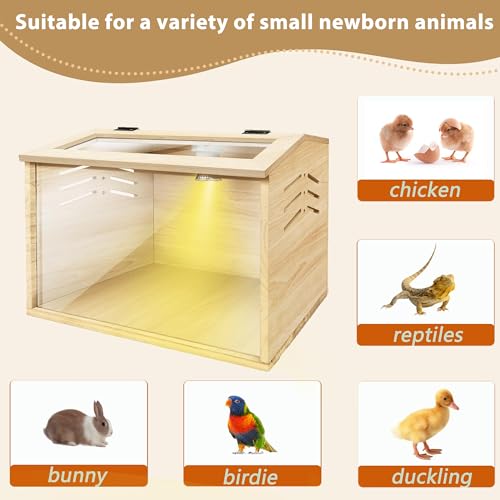 Chicken Brooder Box,Chick Brooder with Heat Lamp,16X12X12 in - Natural Wood, Acrylic & Tung Wood - Image 6