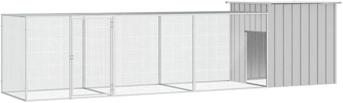 Large Outdoor Chicken Cage, Galvanized Steel Poultry Run for Backyard, Spacious Animal Enclosure for Ducks and Small Pets, Durable Heavy Duty Walk-in Coop