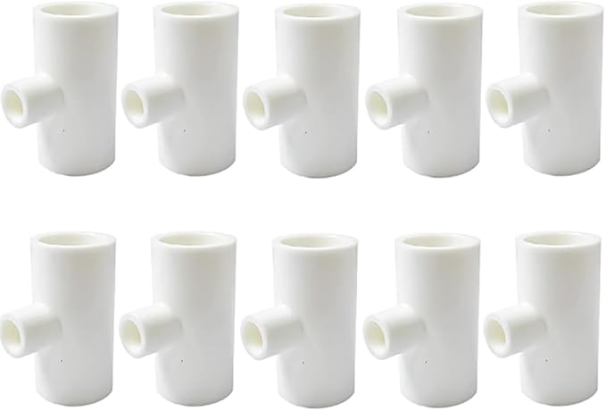 10 Pieces Chicken Waterer PVC Tee Fittings, Automatic Poultry Waterers PVC Fittings for 1/8" FTP Threads, Chicken Water Drinker and Feeder Cups for Poultry Nipples Chicken