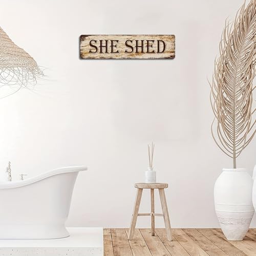 Retro Look Metal She Shed Garden Sign - Funny Wall Decor for Home, Kitchen, Farmhouse - Best Gift for Friends 16x4