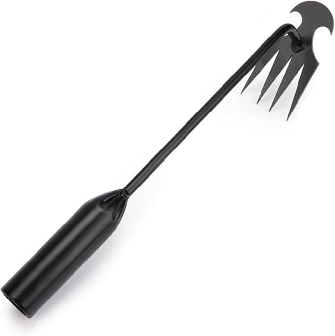 Weed Puller Tool, Weeding Artifact Uprooting Weeding Tool, Garden Weeder Tool 4 Teeth Manganese Steel Forged, Weed Master Weeding Tool, Weed Removal Tool for Vegetable Backyard Farm (Black-30cm)