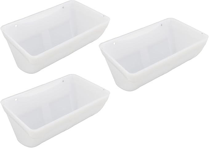 Pssopp Hanging Poultry Feeder Trough, Space Saving Design Versatile Use Easy to Cleanup Plastic Hanging Chicken Feeder for Farm (White)