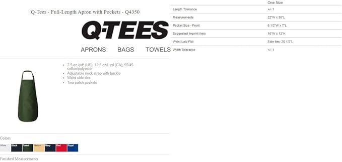 Personalize TEXT Full-Length Apron with Pockets Q4350 / Embroidery Text Apron/Custom Text Apron/Embroidery Apron