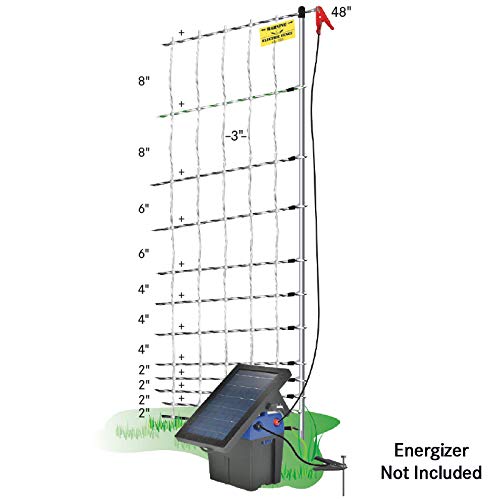 Premier 1 PoultryNet® Plus, 48"H x 100'L Portable Electric Fence with Extra Line Posts to Reduce Sag | Double Spike for Added Stability | White/Black Fence for Chickens, Ducks, Geese