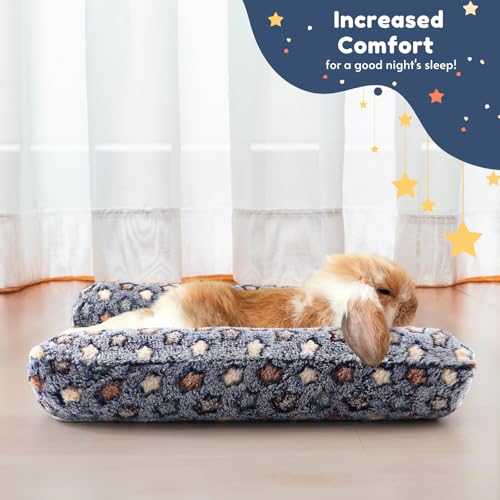 Rabbit Bed with Pillows, Dual-Sided 17"x15" Washable Lounger Pad - Small, Navy Star, Polyester - Image 5