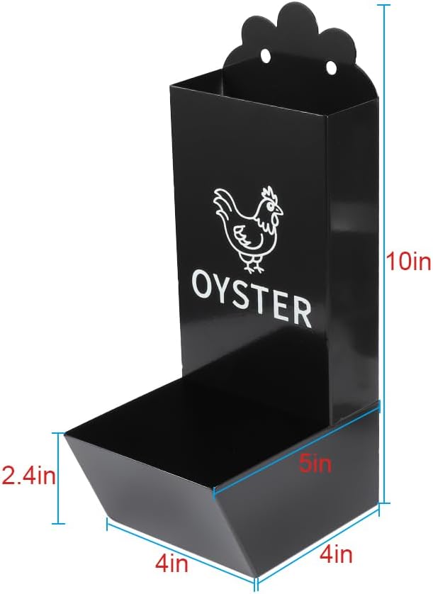 2 Pack Metal Chicken Feeder, Oyster Shell and Grit Feeder Hanging/Ground Chicken Coop Feeder with Durable Iron Construction for Hens & Chicks (Black & Red)