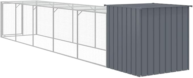 19.9 FT Galvanized Steel Chicken Coop Outdoor Run, Anthracite Frame with Mesh Ventilation, Backyard Poultry Kennel