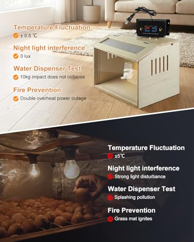 Chick Brooder Box with Heat Lamp, Automatic Temperature Control for Ducks - wooden/brown - Image 4