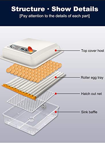 Egg Incubator,Egg Incubator with Automatic Egg Turning and Humidity Control,Poultry Hatcher for Chickens Ducks Birds (56 Eggs)