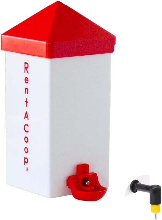 RentACoop 32oz(1L) Drinker Plus 2 Versatile Nipples - Suitable for Chicks, Quail, Pigeons, Doves, and Other Smaller Birds - 1 Pack