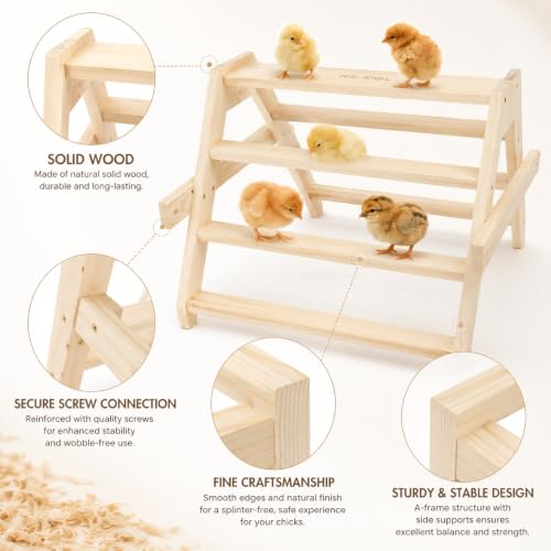 Chicken Perch Roosting Bars for Coop Accessories - 17.5"L x 17.5"W x 13.5"H, natural wood color, for Baby Chicks - Image 5