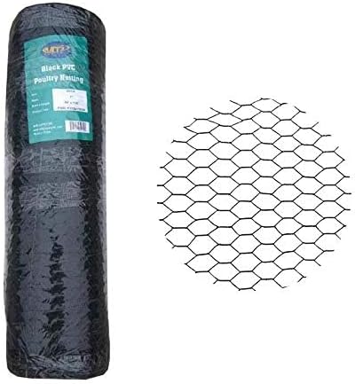 PVC Hexagonal Poultry Netting Chicken Wire 36" x150' x 1" Mesh 20GA Black