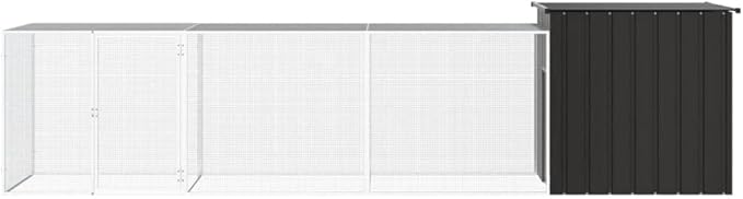 Large Outdoor Chicken Cage, Galvanized Steel Poultry Run for Backyard, Walk-in Metal Pet Enclosure for Ducks, Rabbits, and Small Animals, 157.5 Inches Long