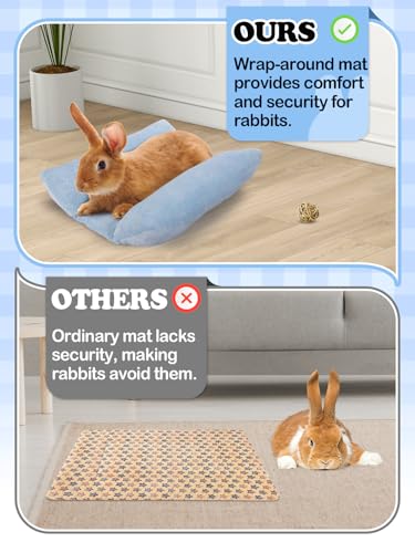 MEWTOGO 15.7" x 14" Bunny Bed for Rabbit Cage - 15.7 x 14In, Light Blue, Cotton, Thickened & Soft - Image 2