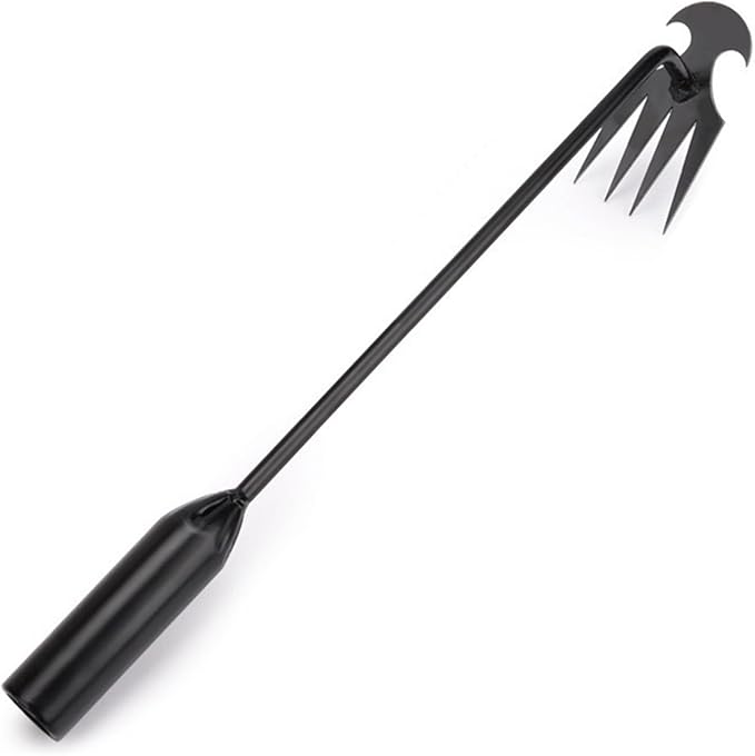 Weed Puller Tool, Weeding Artifact Uprooting Weeding Tool, Garden Weeder Tool 4 Teeth Manganese Steel Forged, Weed Master Weeding Tool, Weed Removal Tool for Vegetable Backyard Farm (Black-40cm)